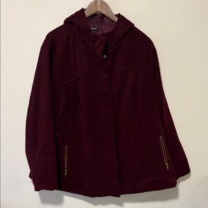 Torrid Rich Burgundy Utility Jacket with Gold Zippers
